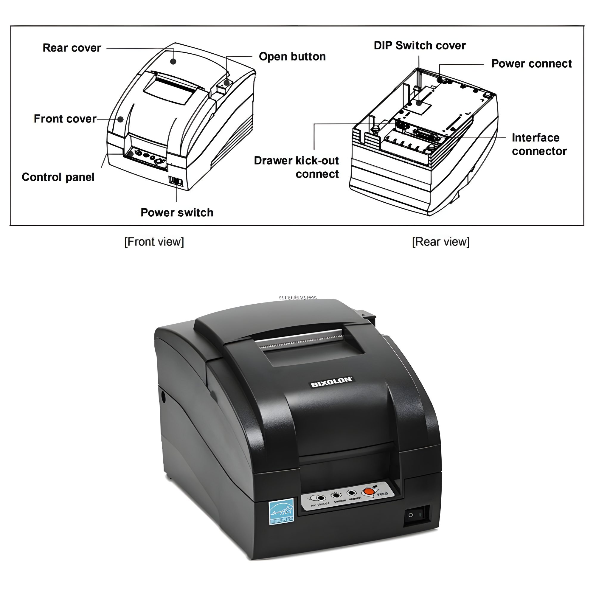 BIXOLON 3-Inch (80mm) SRP-275III Dot Matrix Receipt Printer - High-Quality, Cost-Effective Two-Color Printing at 5.1lps (40 Columns) - Ideal for Kitchen Printing, End-of-Day Reporting, Customer Receipts, and More - Image 4