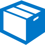 Blue 3D box icon with perspective view