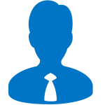 Blue silhouette of a person wearing a tie, representing a user profile avatar